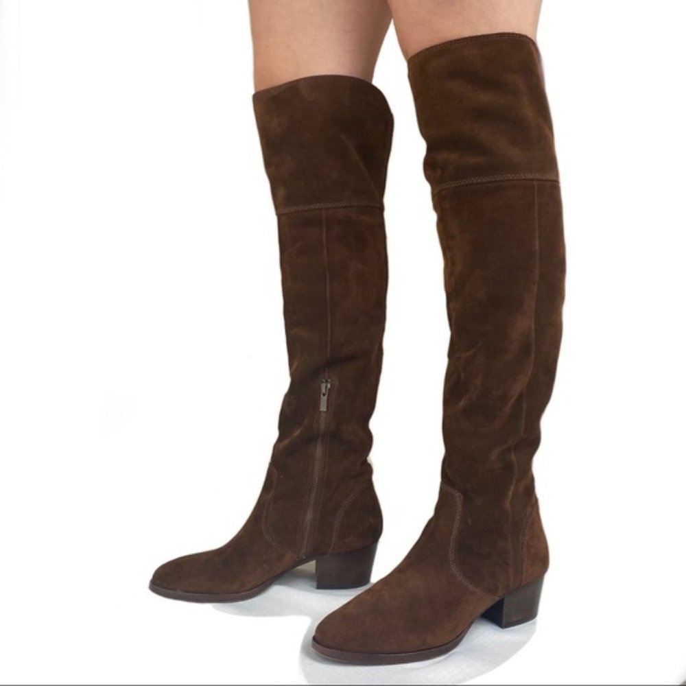 Frye Clara Brown Oiled Suede Over-The-Knee Boots